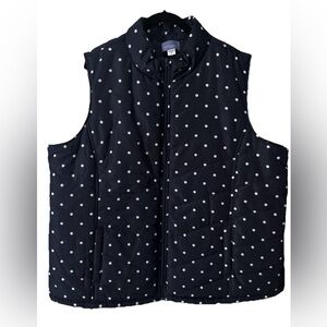 NEW- LAURA SCOTT Plus Ladies' Quilted Puffer Vest Size 3X Navy/White Polka Dot